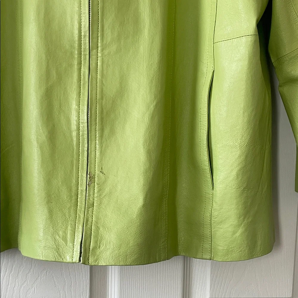 Gallery women’s Light Green Leather Jacket - Picture 5 of 5